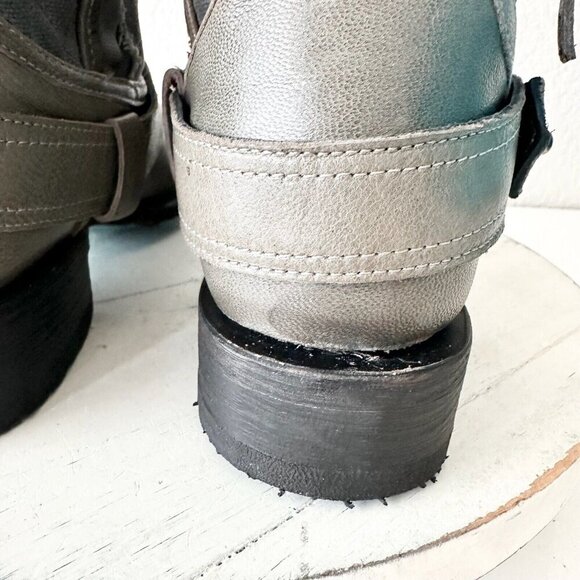 NEW Lane Boots Womens Gray Leather Canvas Mid-Calf Western Moto Style Zip Size 8 - Picture 4 of 13